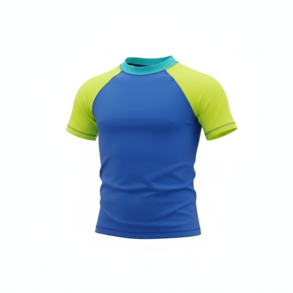 Lands' End Blue & Yellow Kids Rash Guard (Swim Shirt) Size XXS (2-3) NWOT